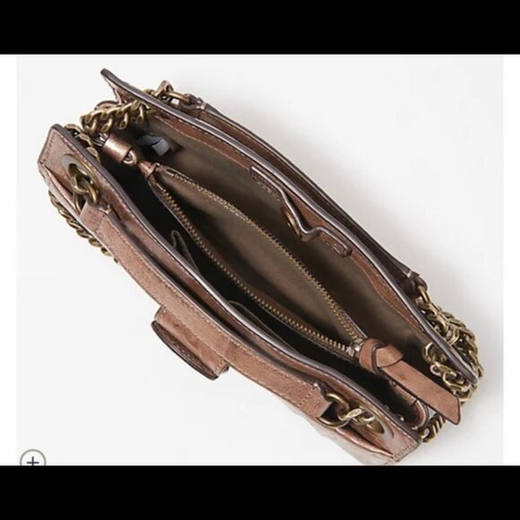 Frye Ella Double Handle Metallic Leather Crossbody - Picture 3 of 5
